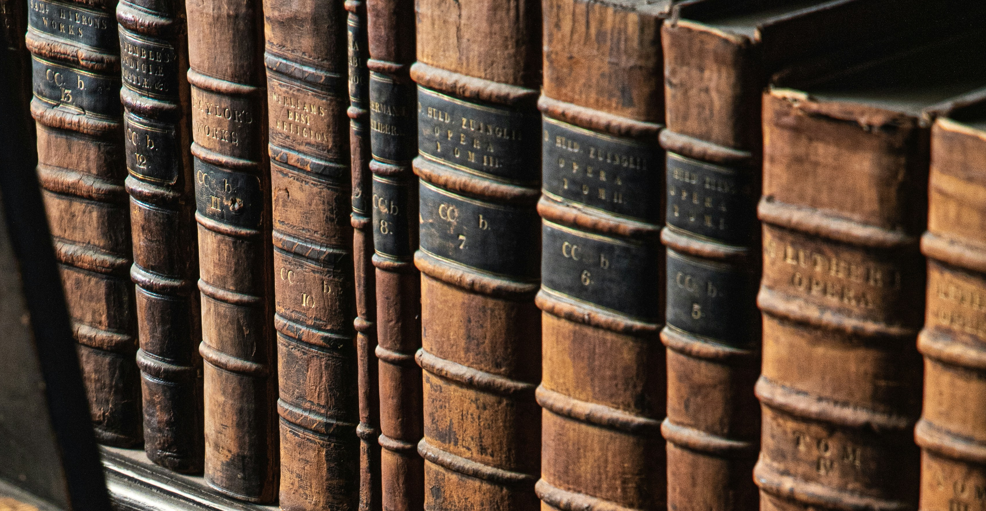 Classical library with ancient books